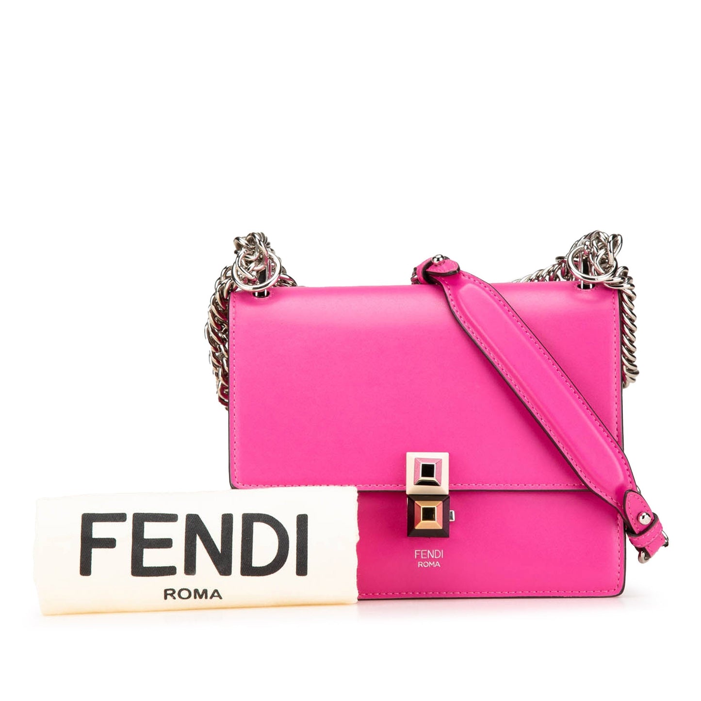 Fendi Small Leather Kan I Crossbody Pink