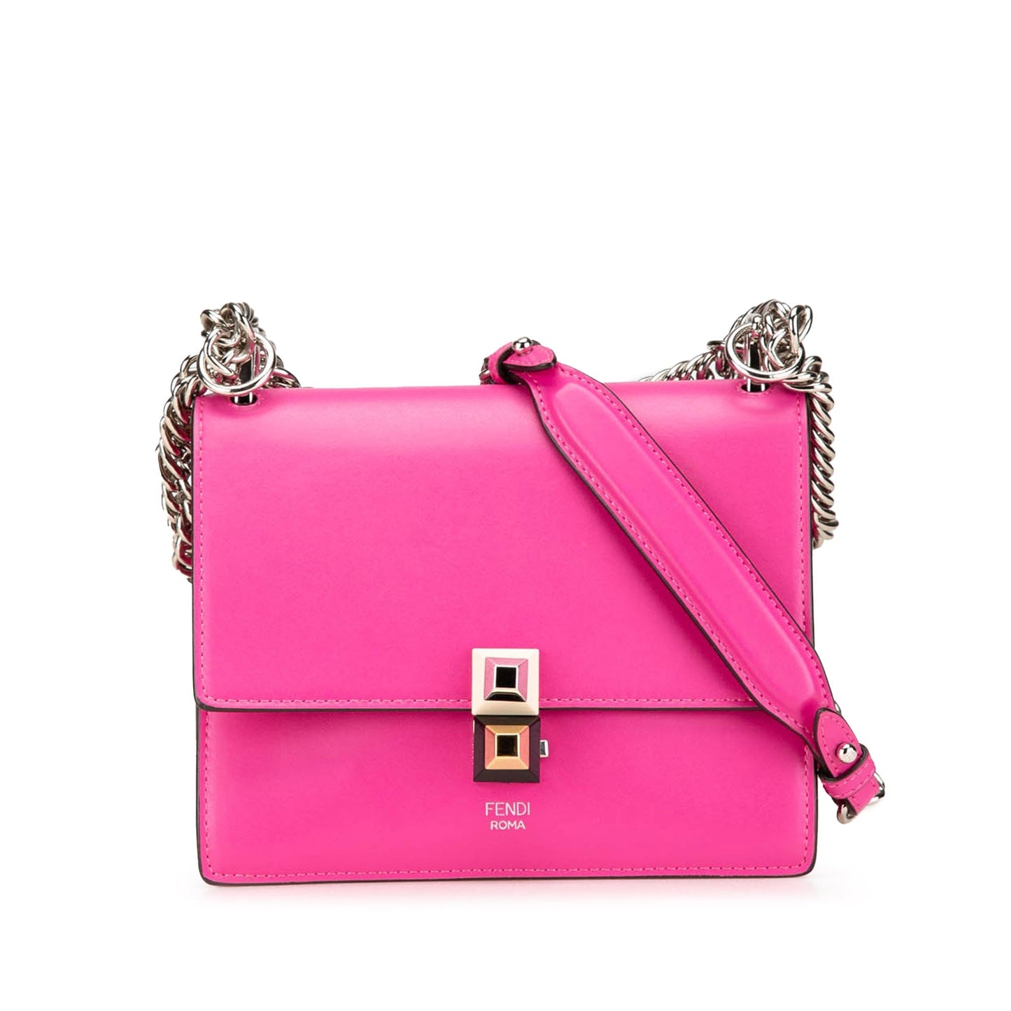 Fendi Small Leather Kan I Crossbody Pink