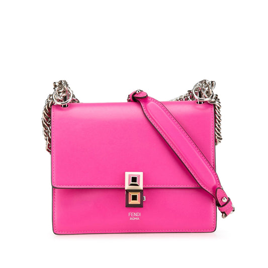 Fendi Small Leather Kan I Crossbody Pink