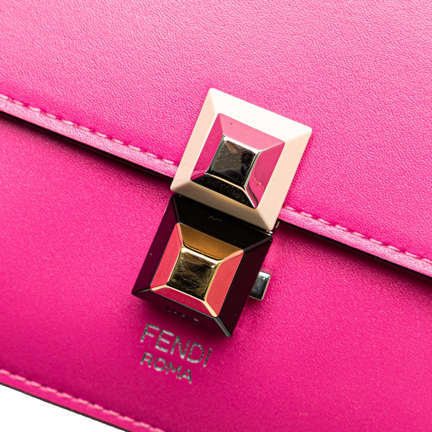Fendi Small Leather Kan I Crossbody Pink