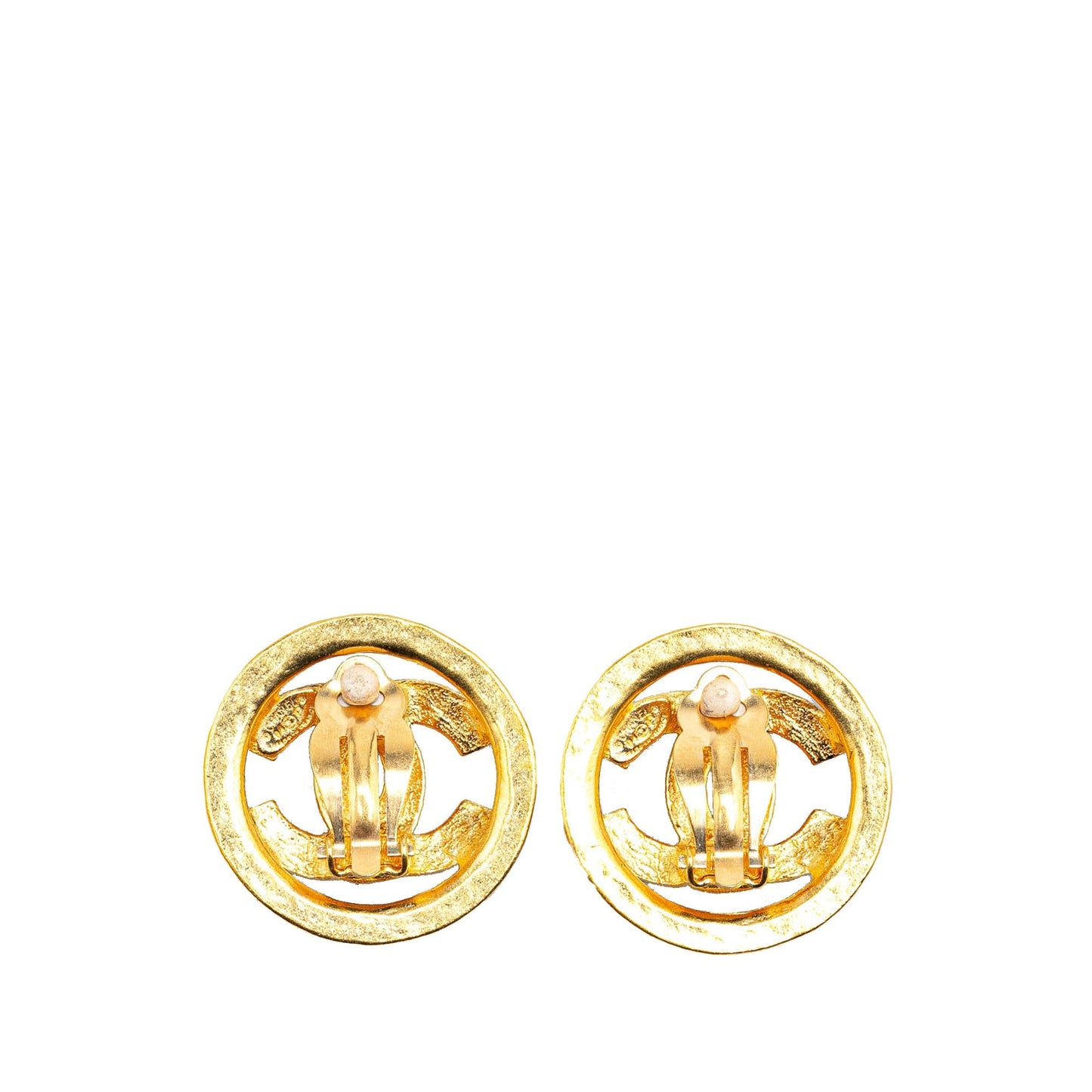 Chanel Gold Plated CC Round Clip On Earrings Gold