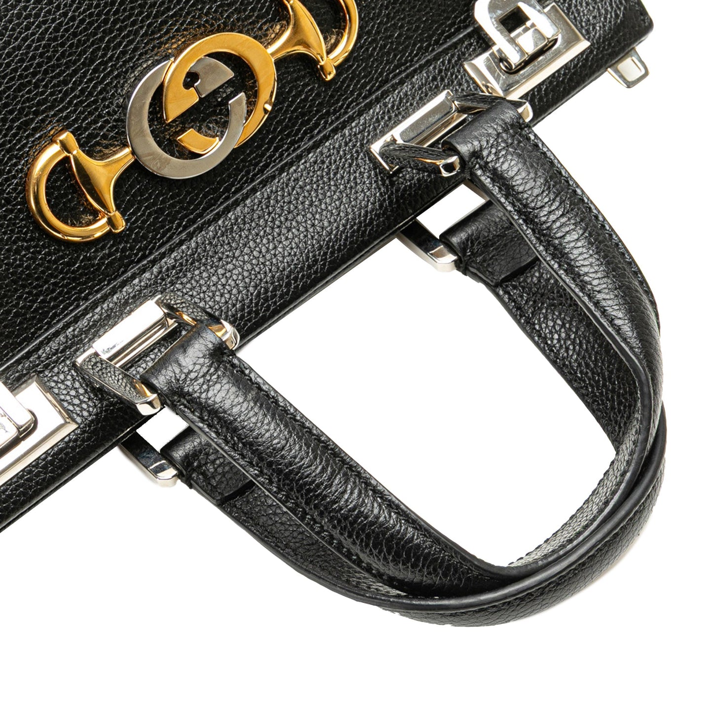 Gucci Small Grainy Calfskin Zumi Top Handle Bag Black