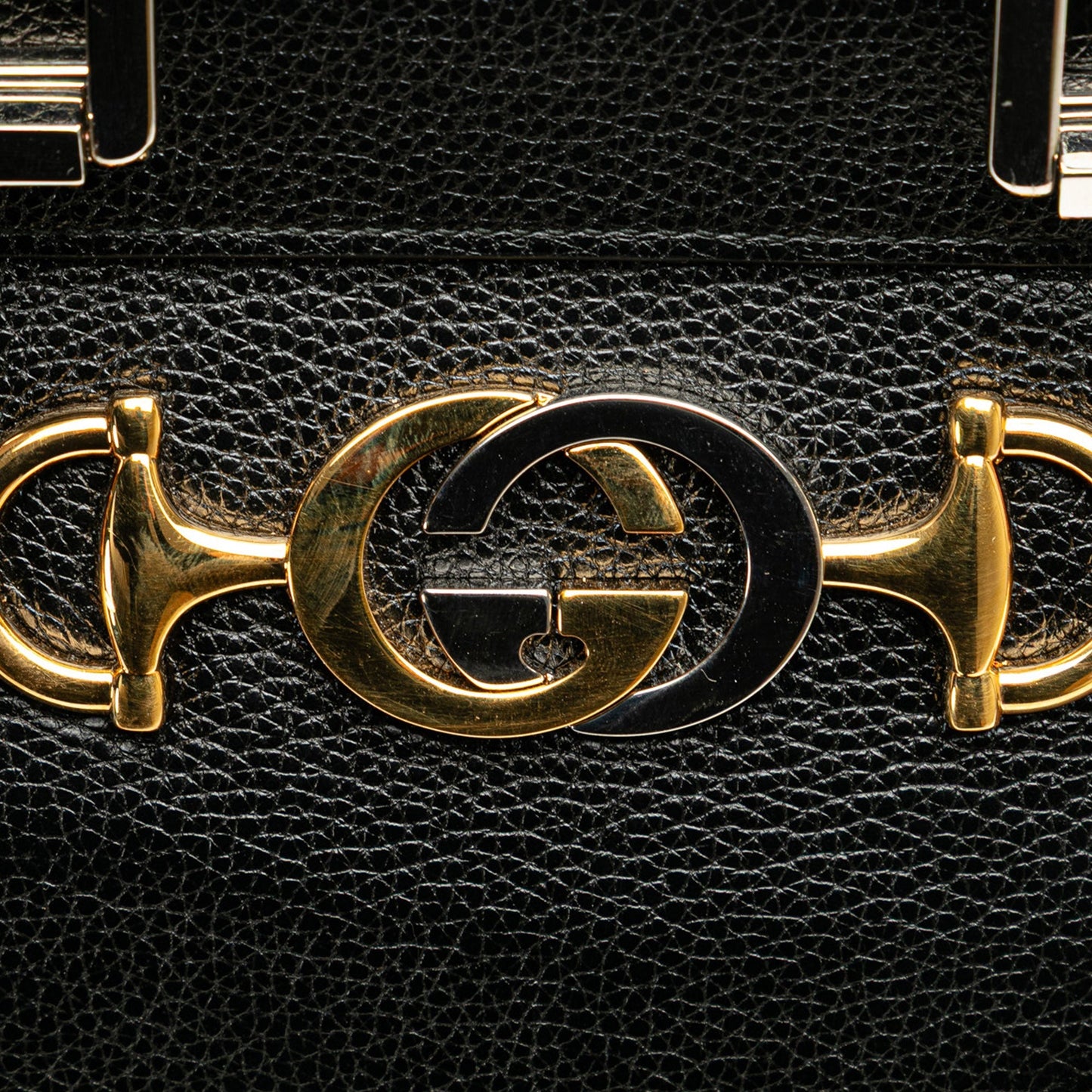 Gucci Small Grainy Calfskin Zumi Top Handle Bag Black