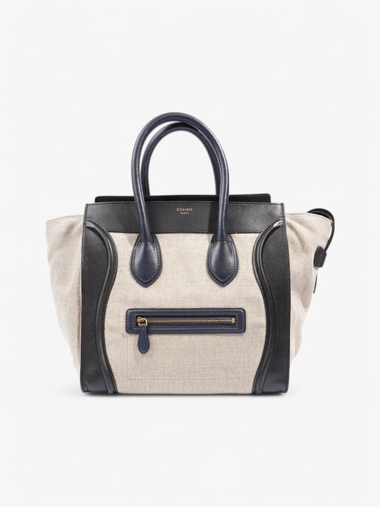 Celine Luggage tote Beige  / Black / Navy Canvas