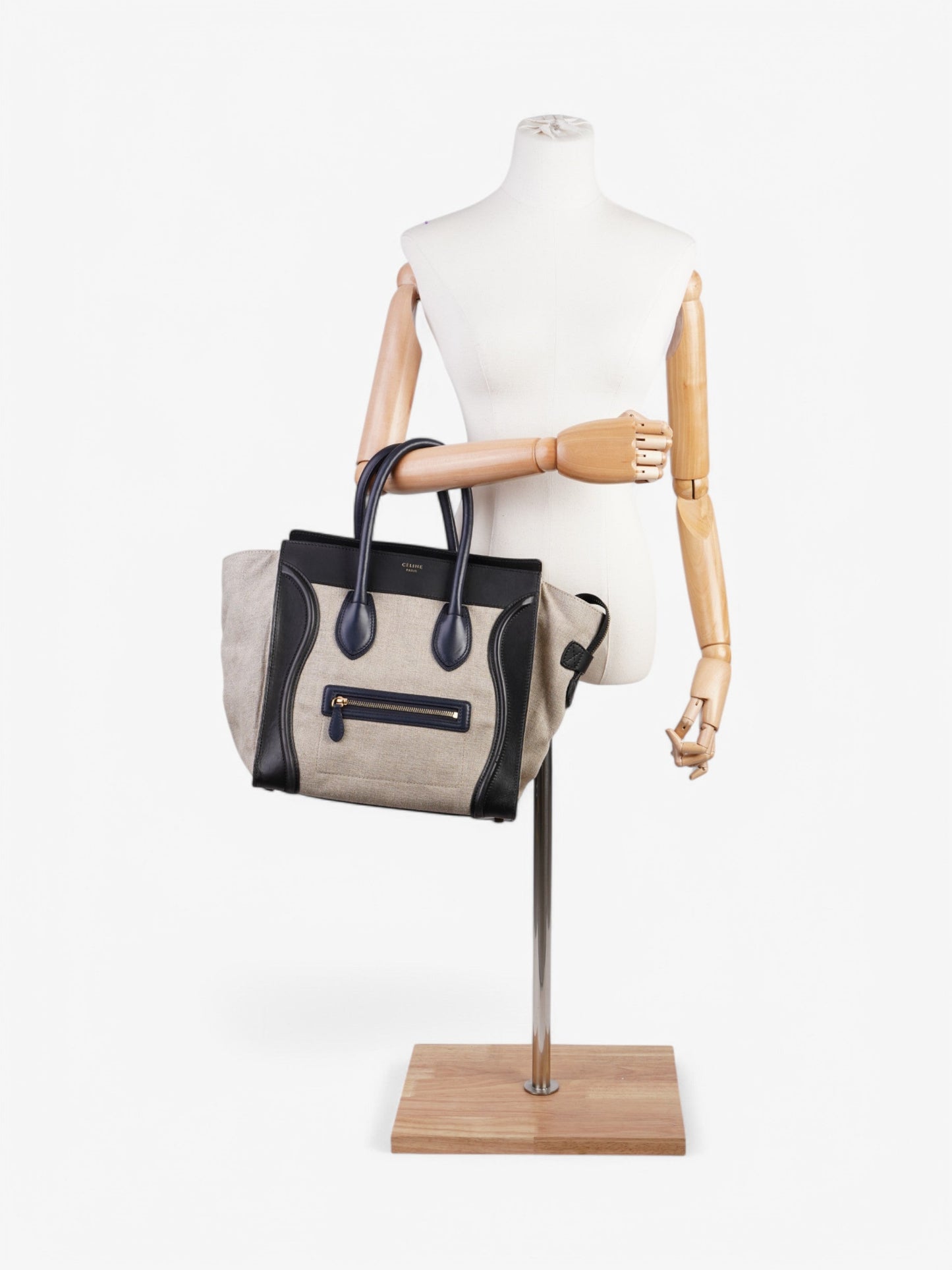 Celine Luggage tote Beige  / Black / Navy Canvas