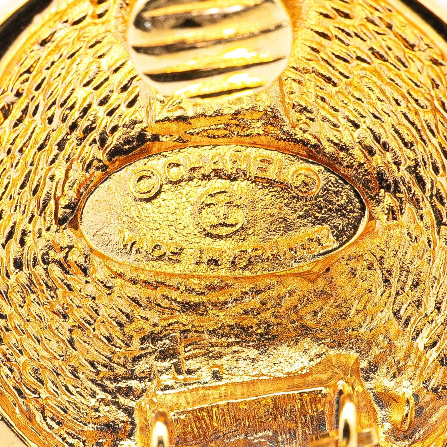 Chanel Gold Plated CC Quilted Round Clip on Earrings Gold