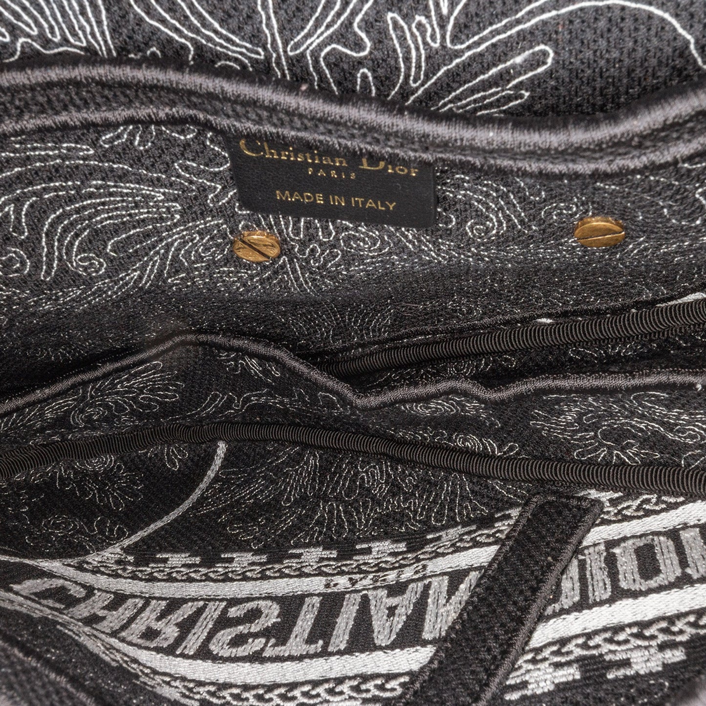 Dior Embroidered Canvas Ornamental Cornely Saddle Bag Black