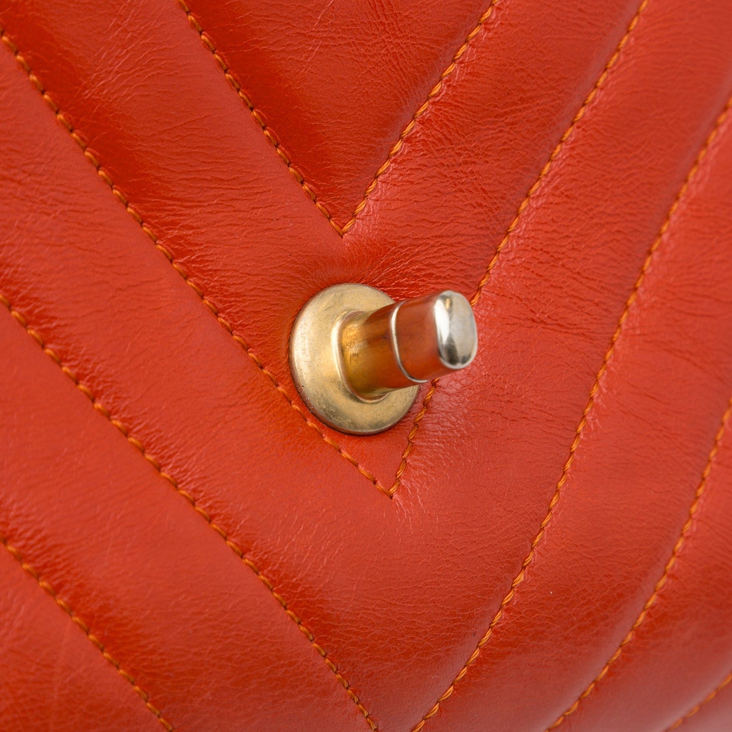 Chanel Small Lambskin Chevron Coco Top Handle Bag Red