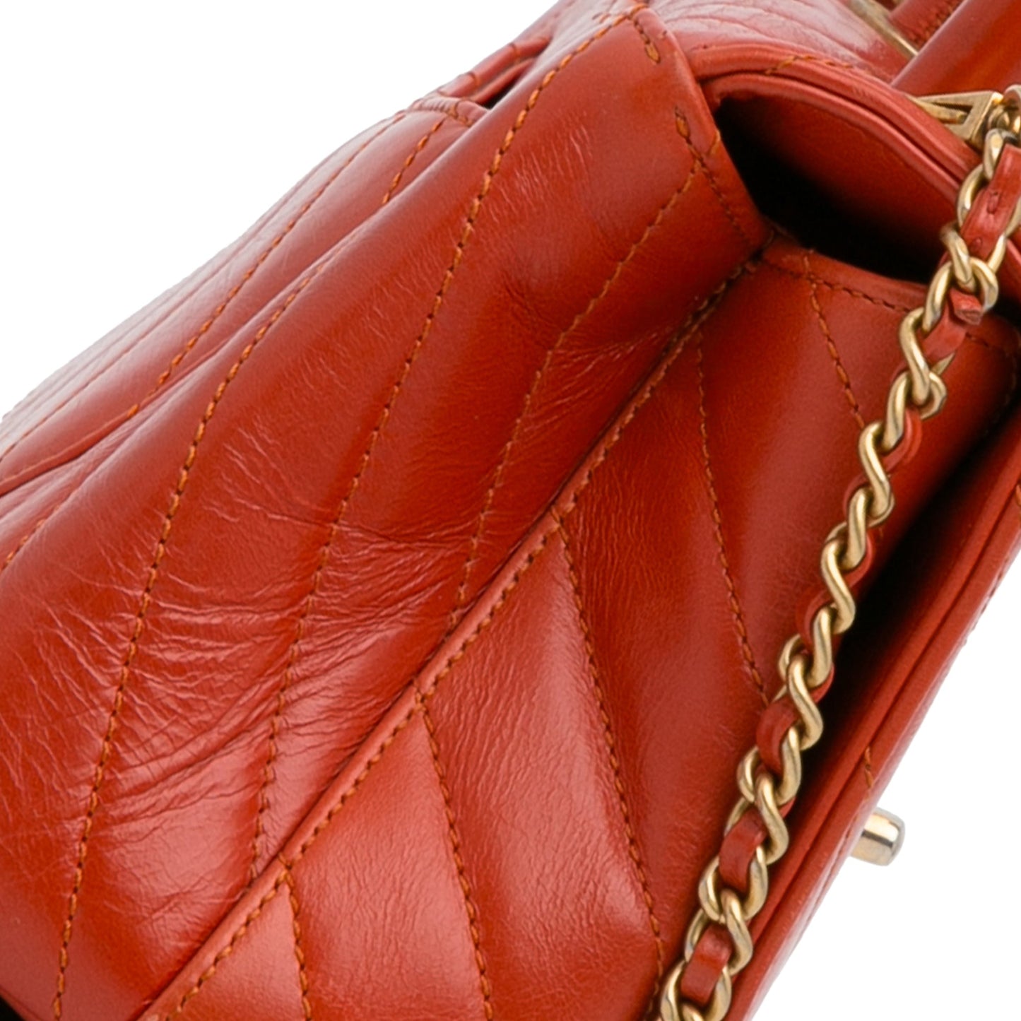 Chanel Small Lambskin Chevron Coco Top Handle Bag Red