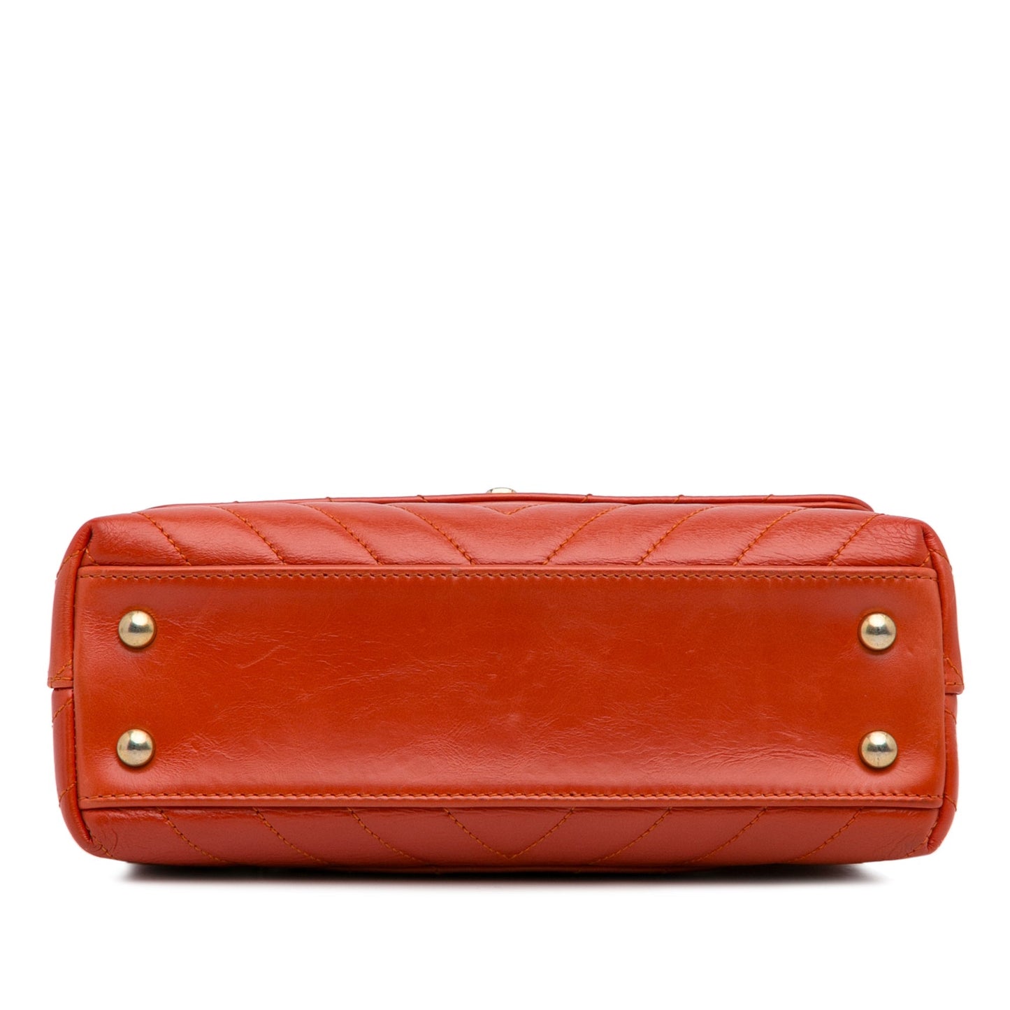 Chanel Small Lambskin Chevron Coco Top Handle Bag Red