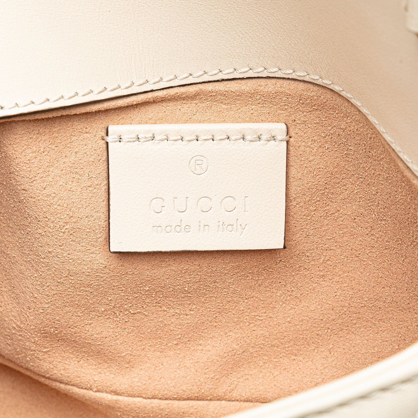 Gucci Super Mini GG Marmont Leather Matelasse Flap Crossbody White