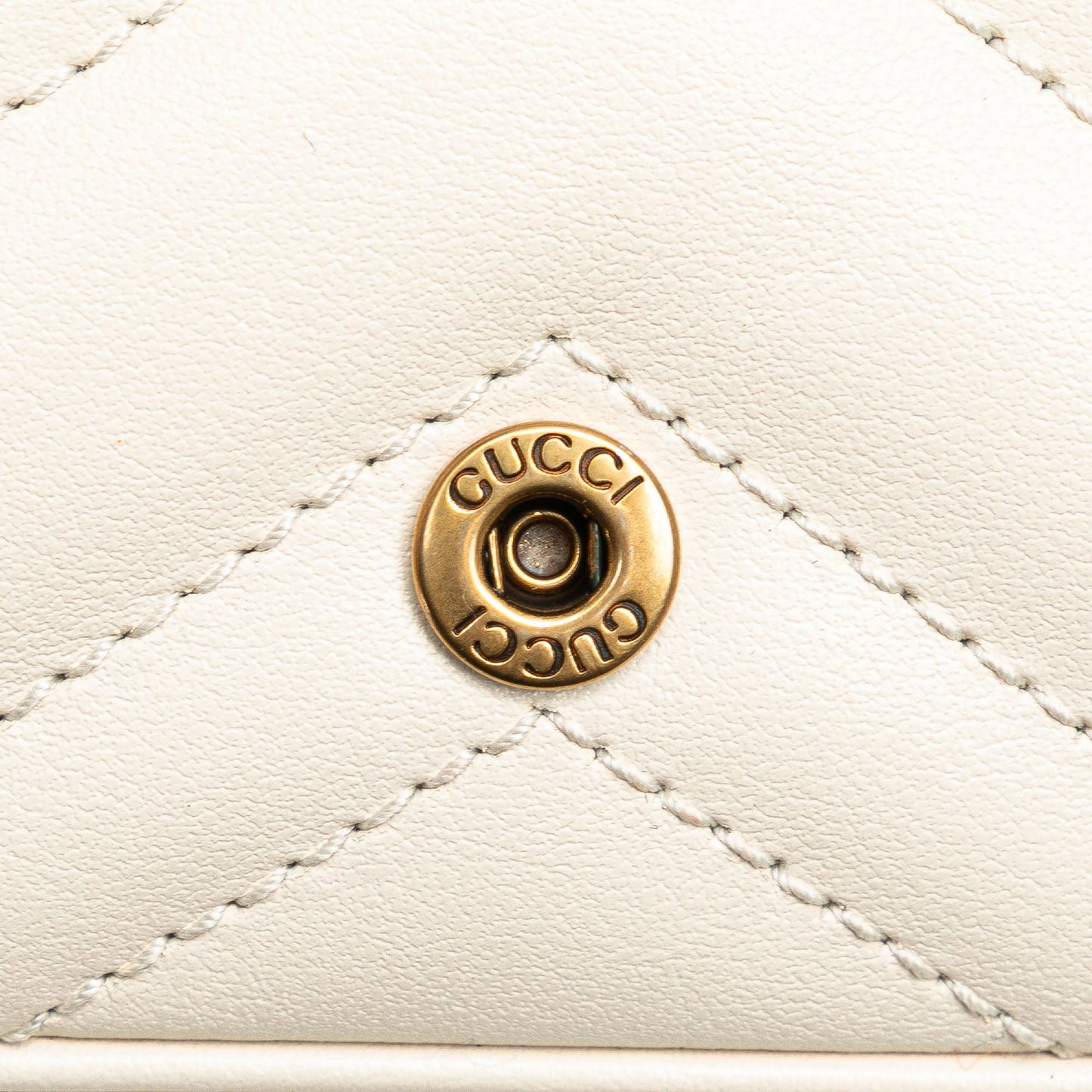 Gucci Super Mini GG Marmont Leather Matelasse Flap Crossbody White