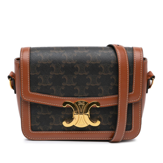 Celine Teen Coated Canvas Triomphe Crossbody Brown