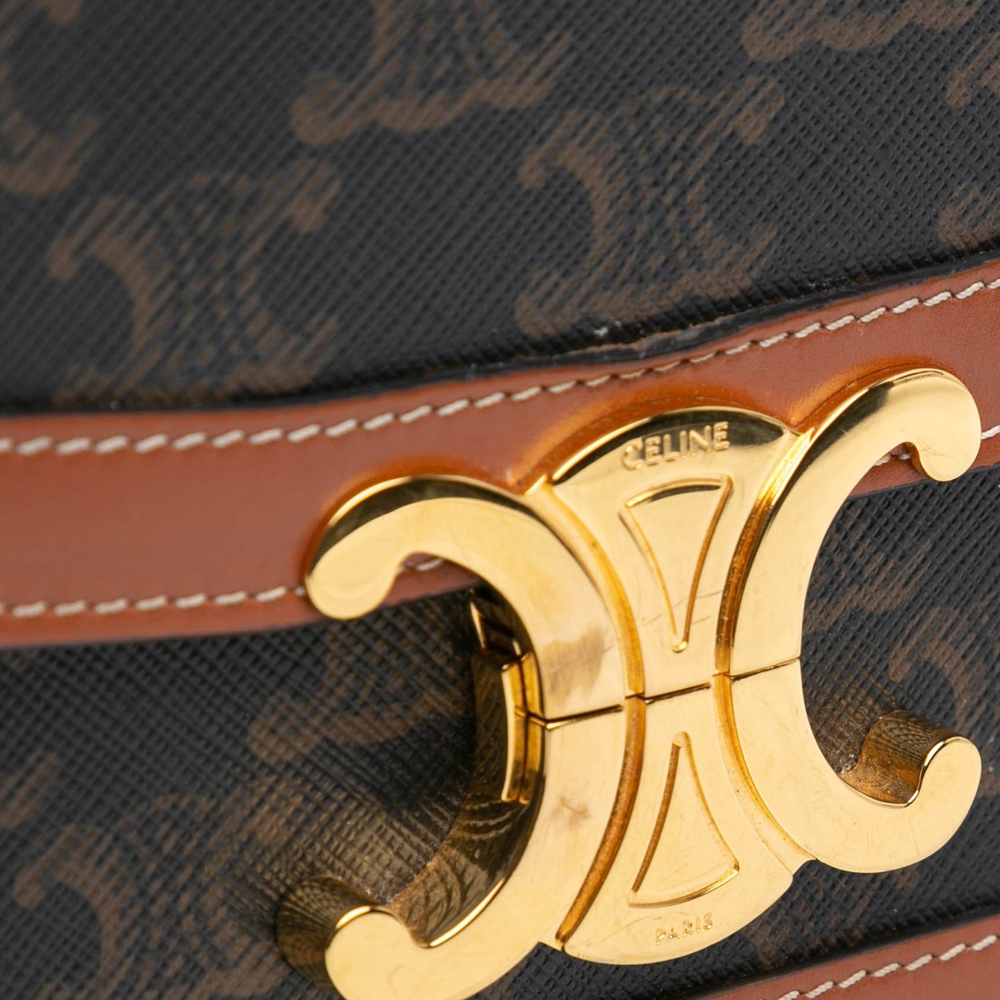 Celine Teen Coated Canvas Triomphe Crossbody Brown