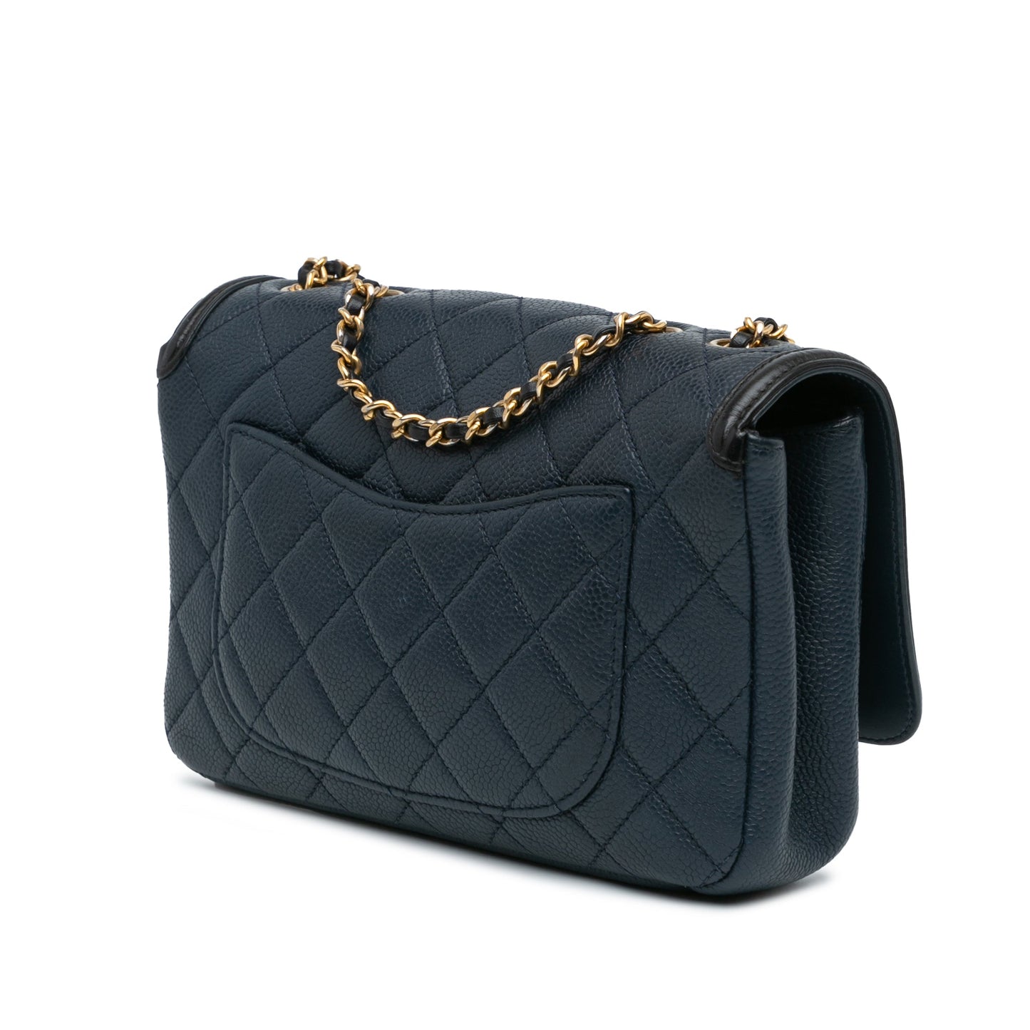 Chanel Small Bicolor Caviar CC Filigree Flap Blue