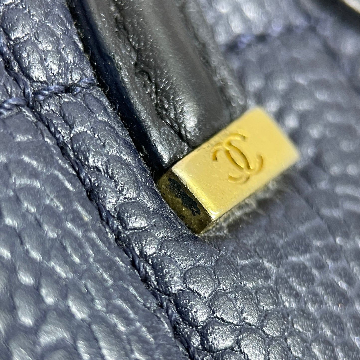 Chanel Small Bicolor Caviar CC Filigree Flap Blue