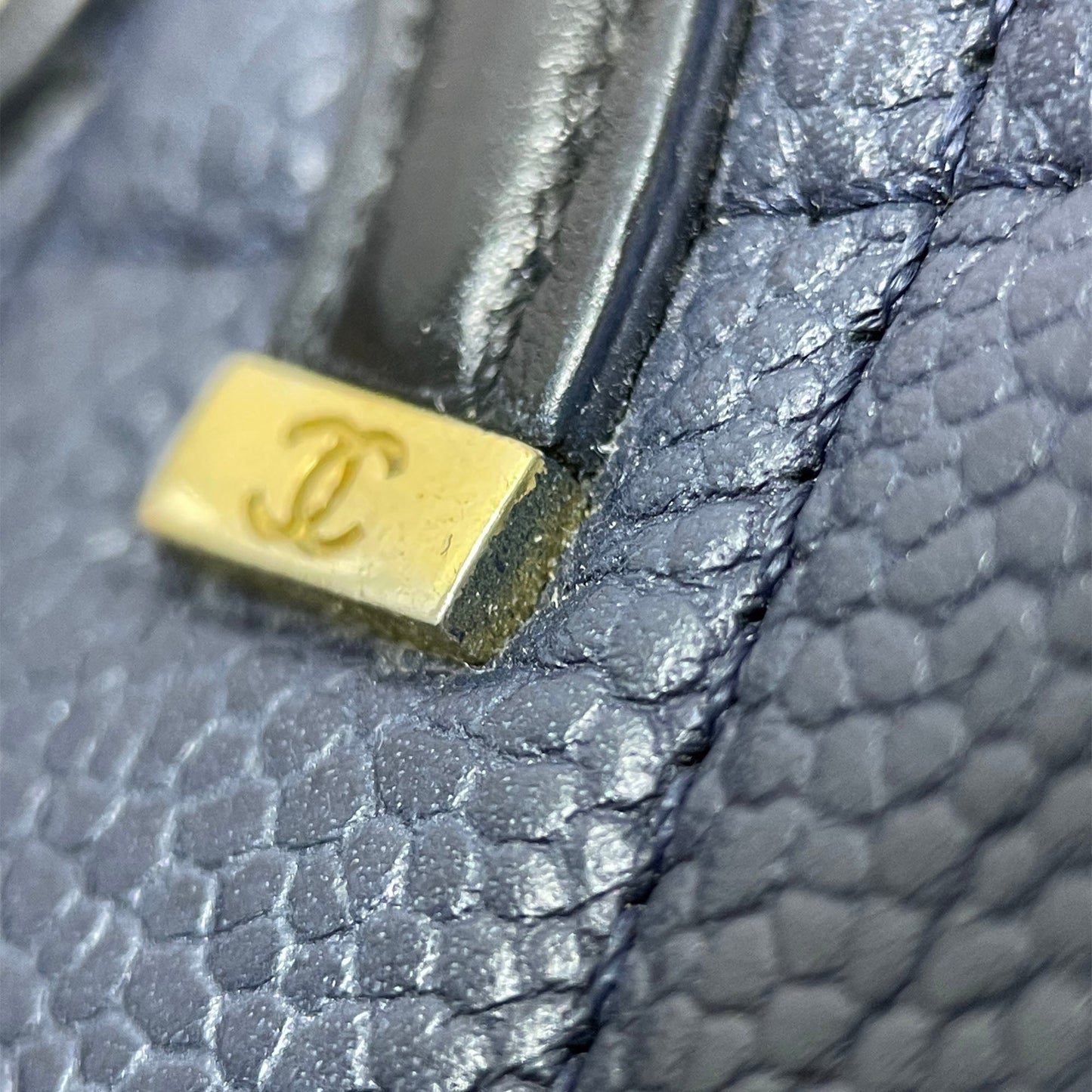Chanel Small Bicolor Caviar CC Filigree Flap Blue