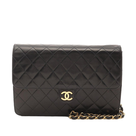 Chanel CC Quilted Lambskin Single Flap Black