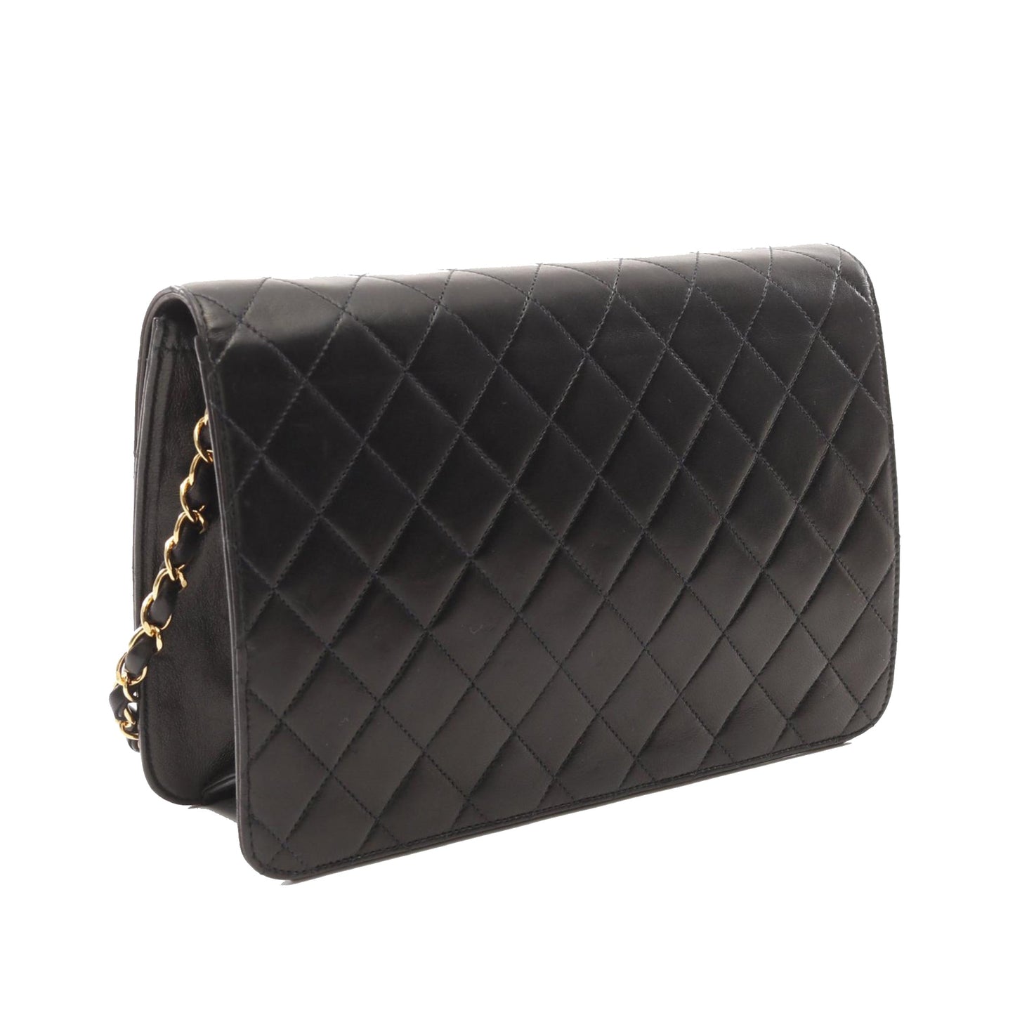 Chanel CC Quilted Lambskin Single Flap Black