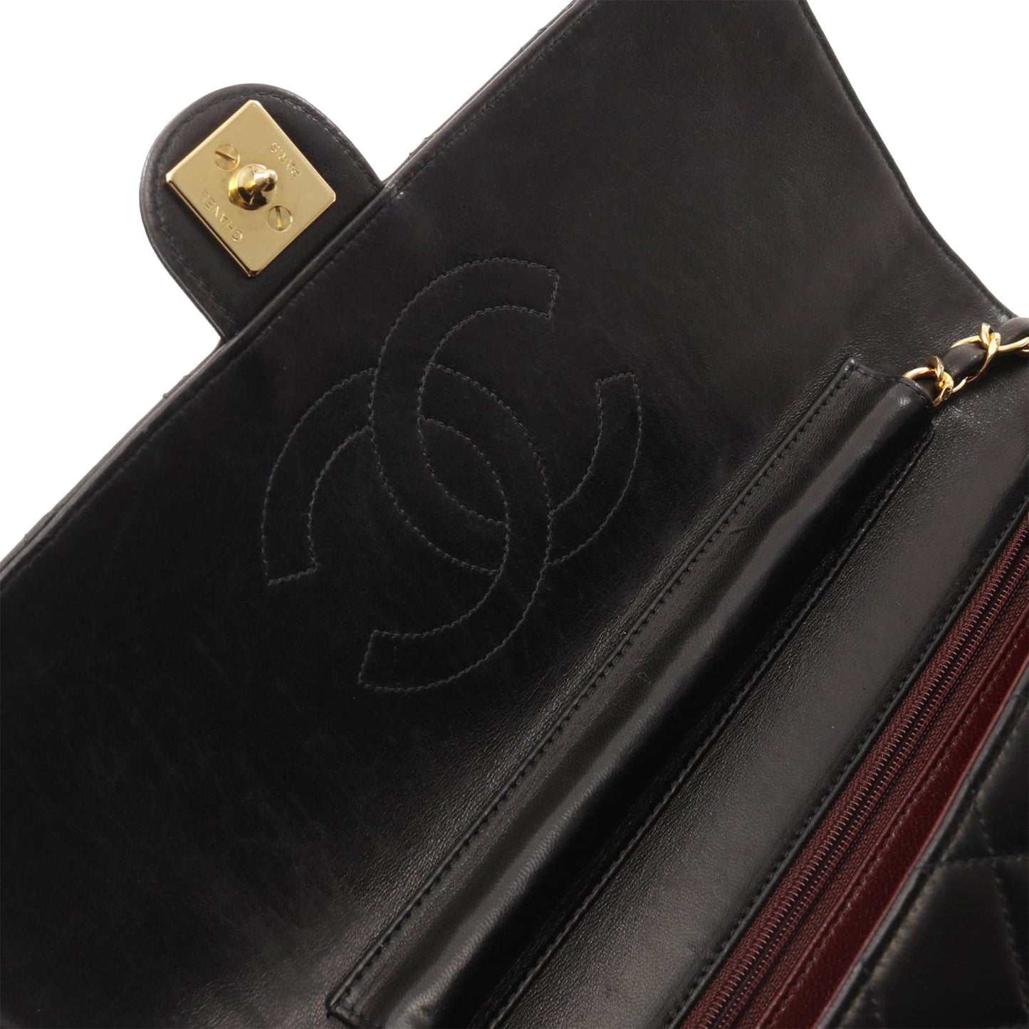 Chanel CC Quilted Lambskin Single Flap Black