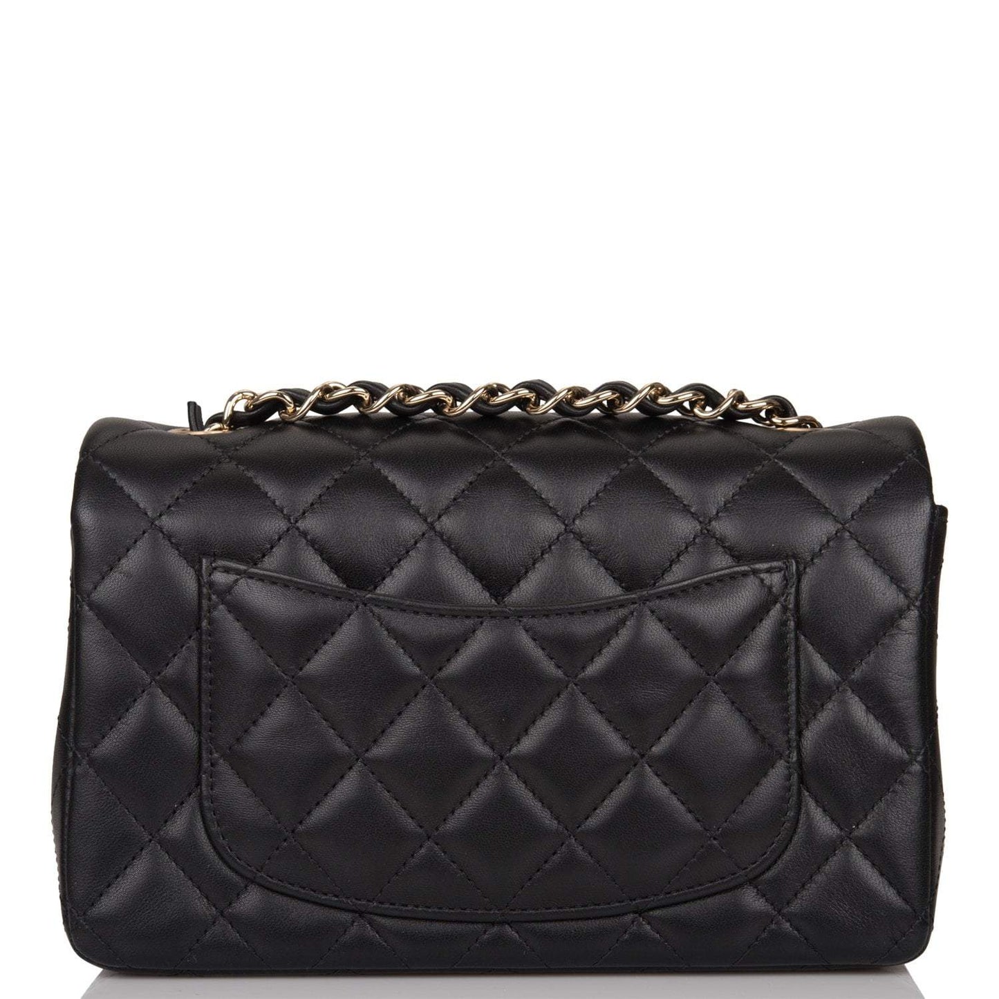 Chanel Mini Rectangular Flap Bag Black Lambskin Light Gold Hardware