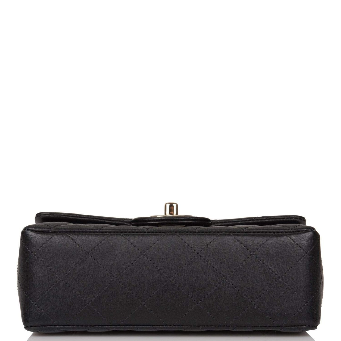 Chanel Mini Rectangular Flap Bag Black Lambskin Light Gold Hardware