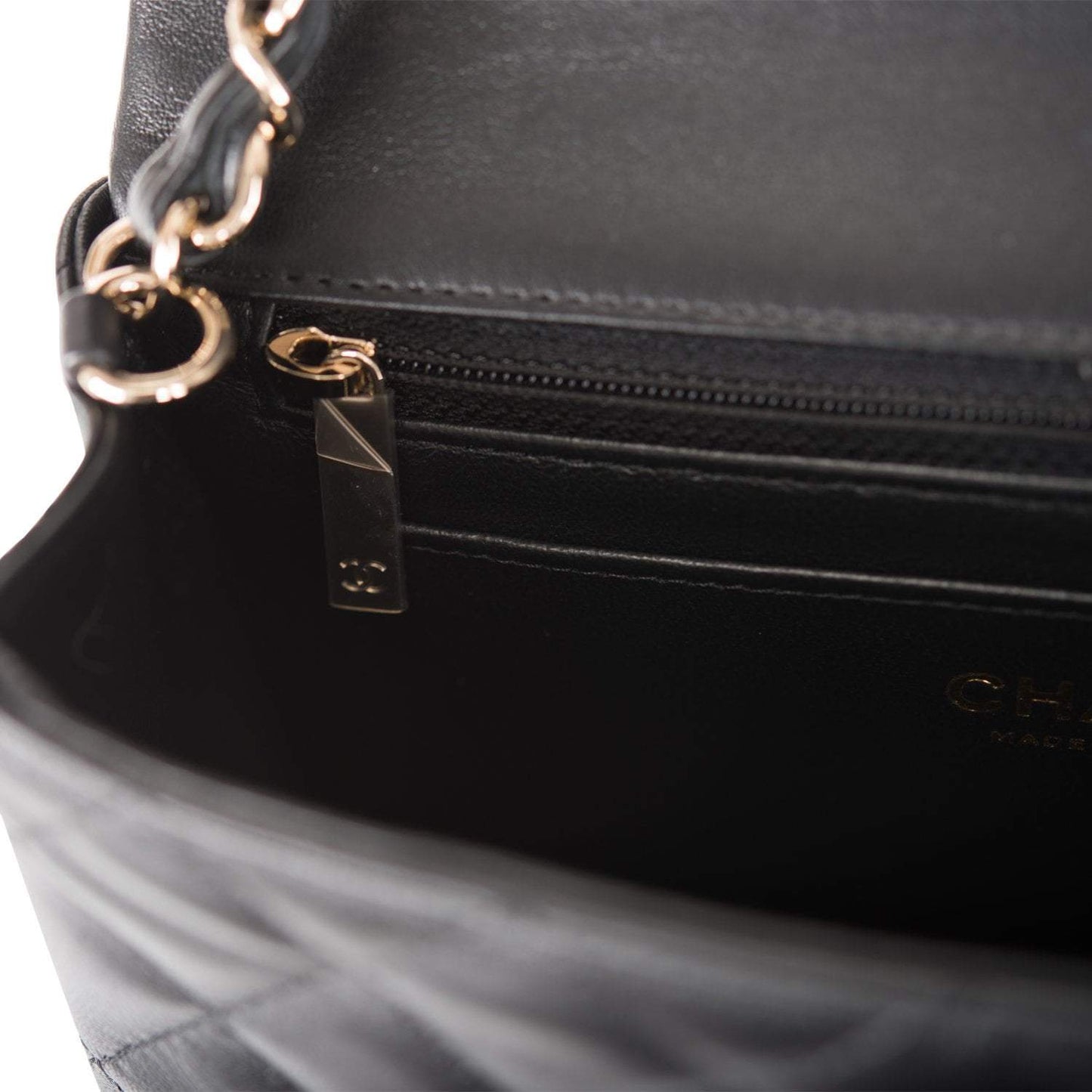 Chanel Mini Rectangular Flap Bag Black Lambskin Light Gold Hardware