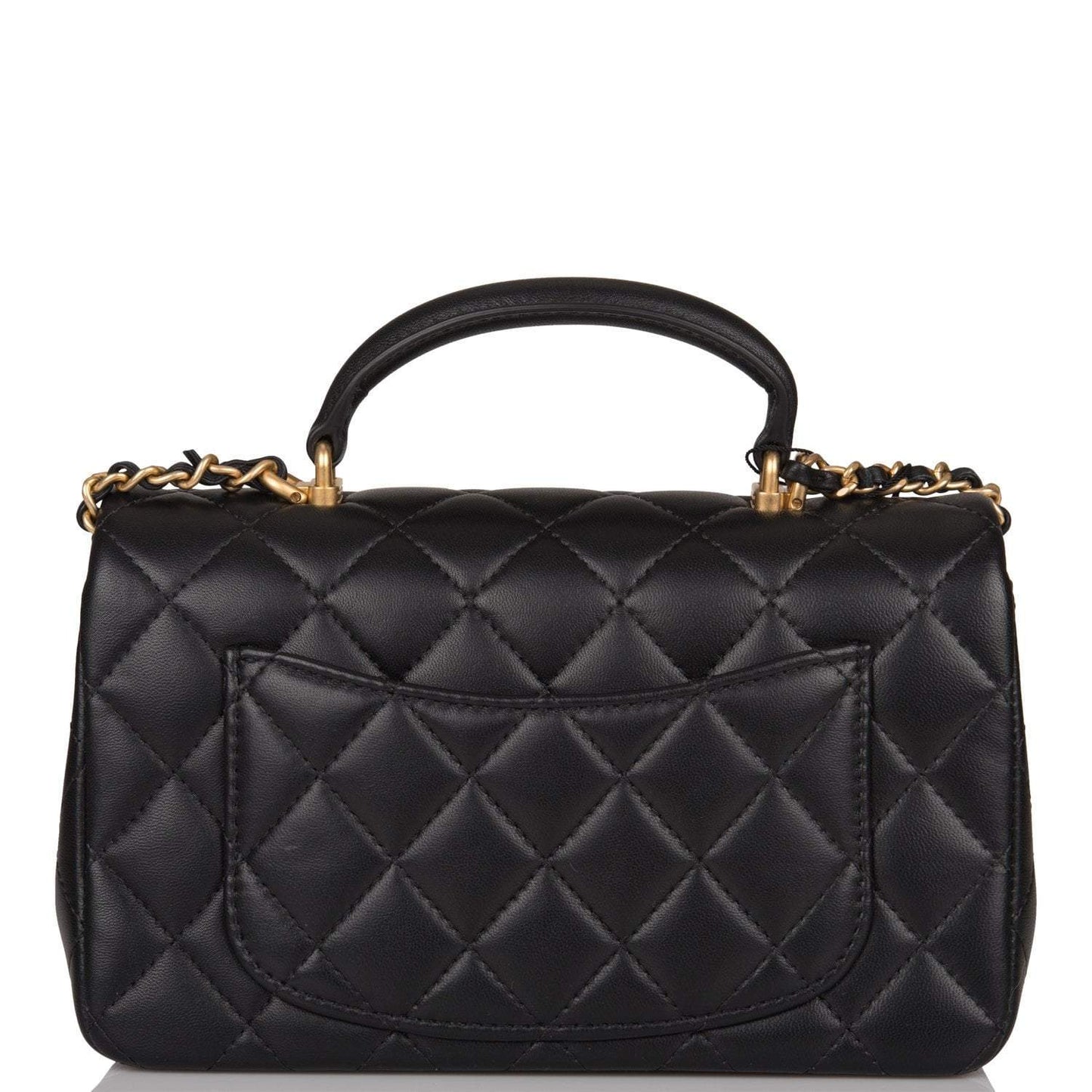 Chanel Rectangular Mini Flap Bag with Top Handle Black Lambskin Antique Gold Hardware