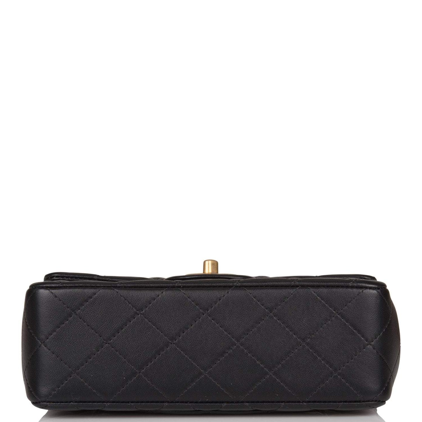 Chanel Rectangular Mini Flap Bag with Top Handle Black Lambskin Antique Gold Hardware
