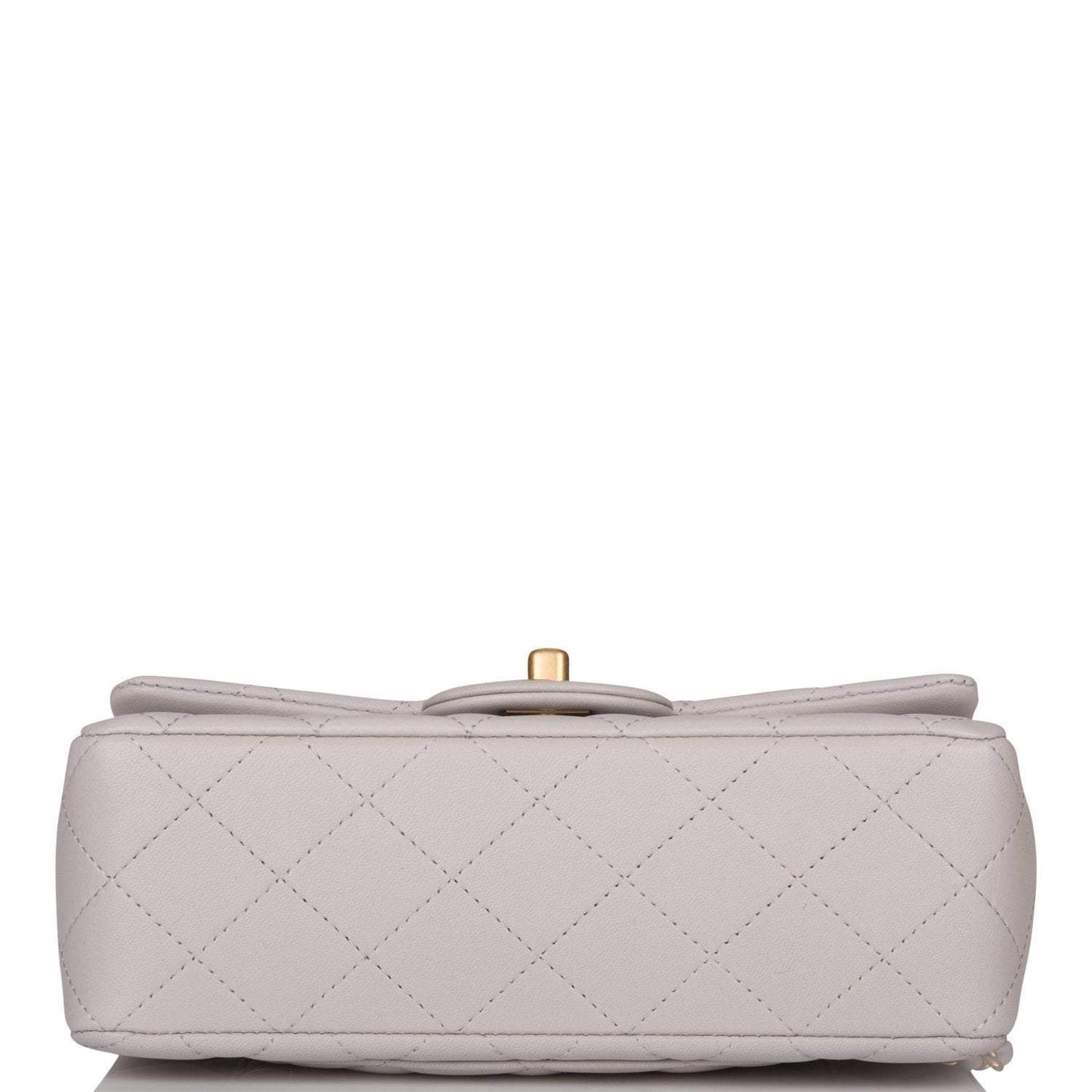 Chanel Mini Rectangular Flap Bag with Top Handle Gray Lambskin Antique Gold Hardware