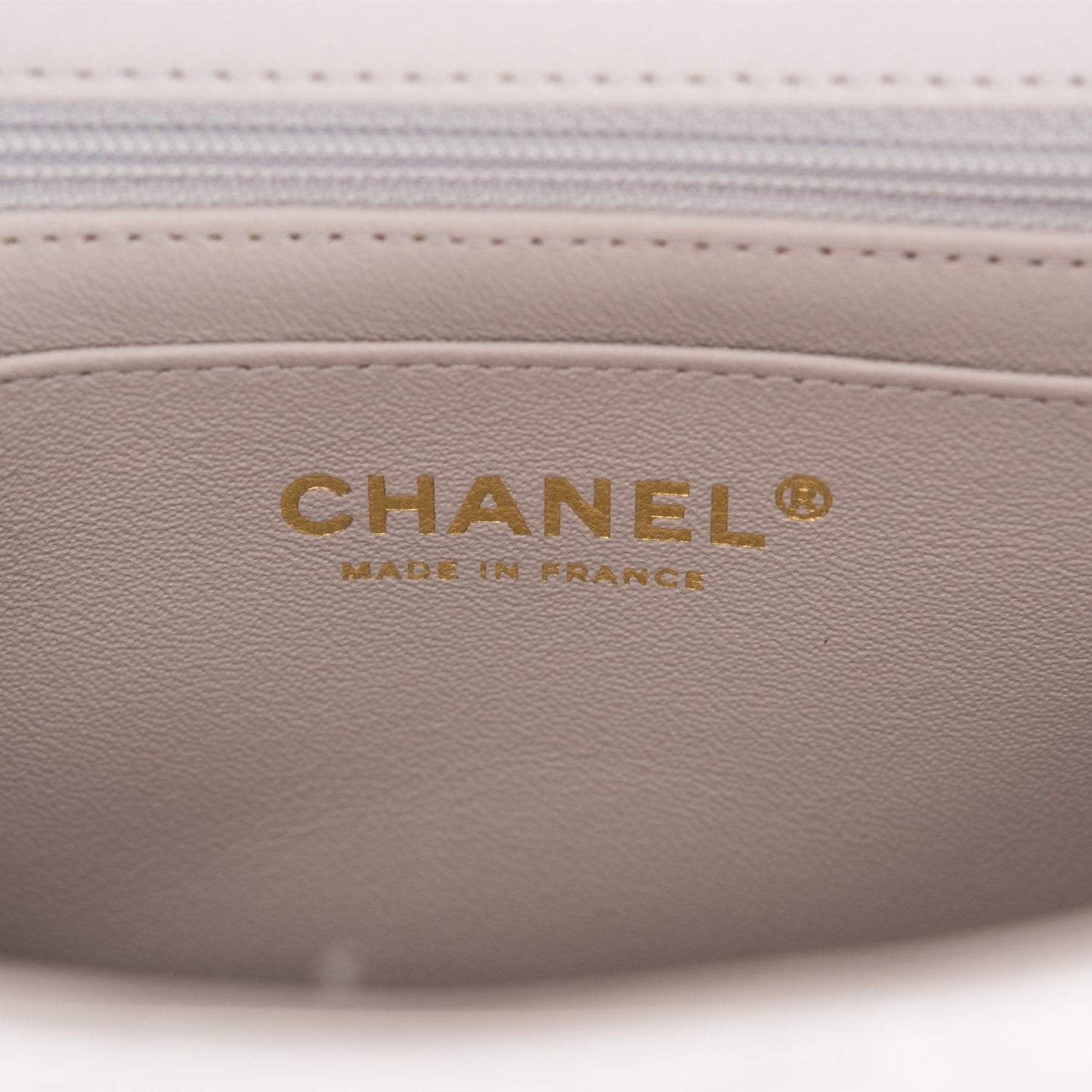 Chanel Mini Rectangular Flap Bag with Top Handle Gray Lambskin Antique Gold Hardware