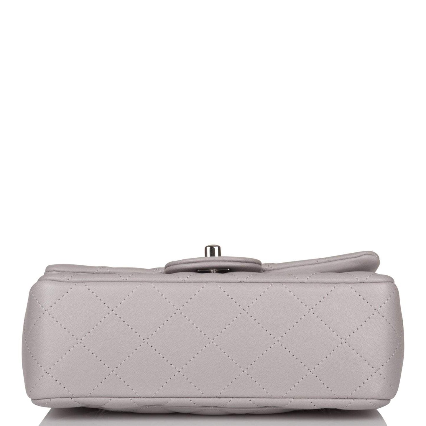 Chanel Light Gray Quilted Lambskin Rectangular Mini Classic Flap Bag Silver Hardware