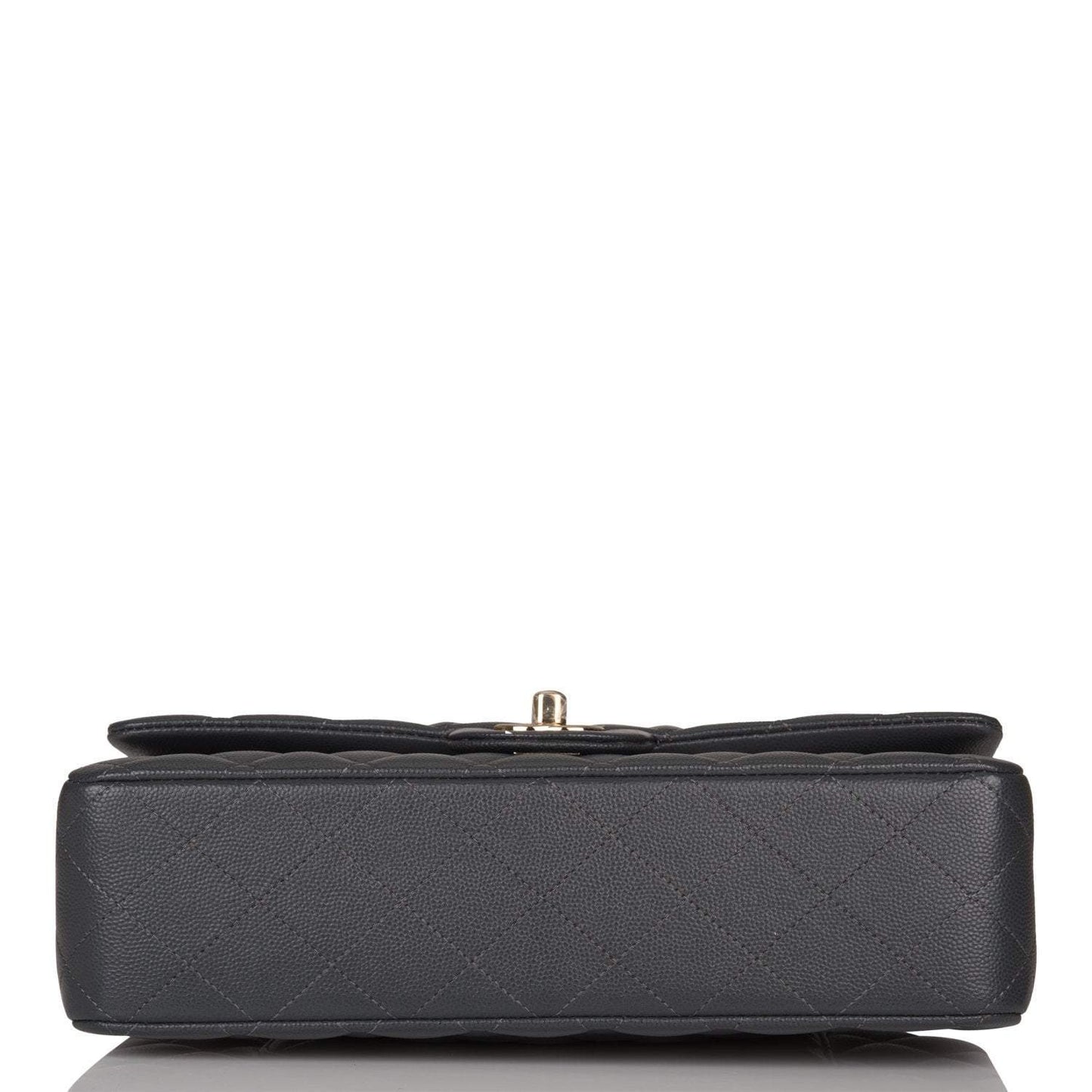 Chanel Medium Classic Double Flap Bag Dark Gray Caviar Light Gold Hardware