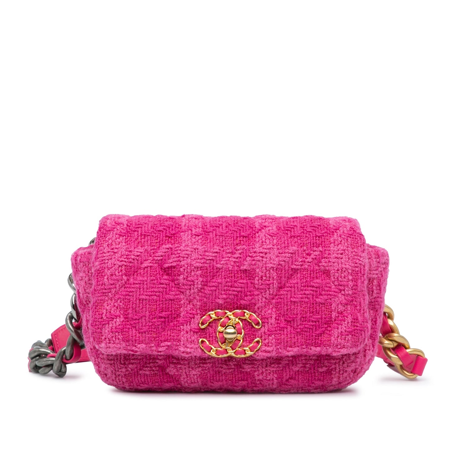 Chanel Tweed 19 Belt Bag Pink
