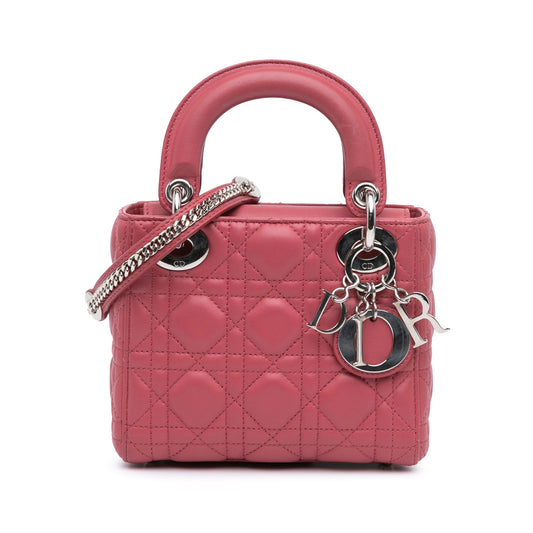 Dior Mini Lambskin Cannage Lady Dior Pink