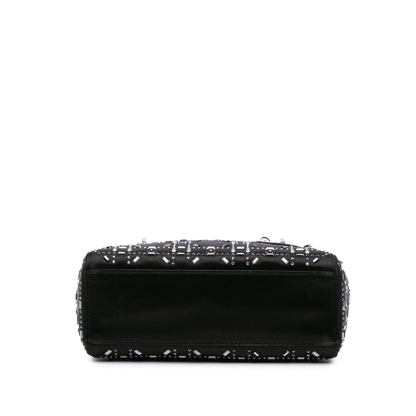Dior Mini Satin Cannage Strass Crystal Embellished Lady Dior Black
