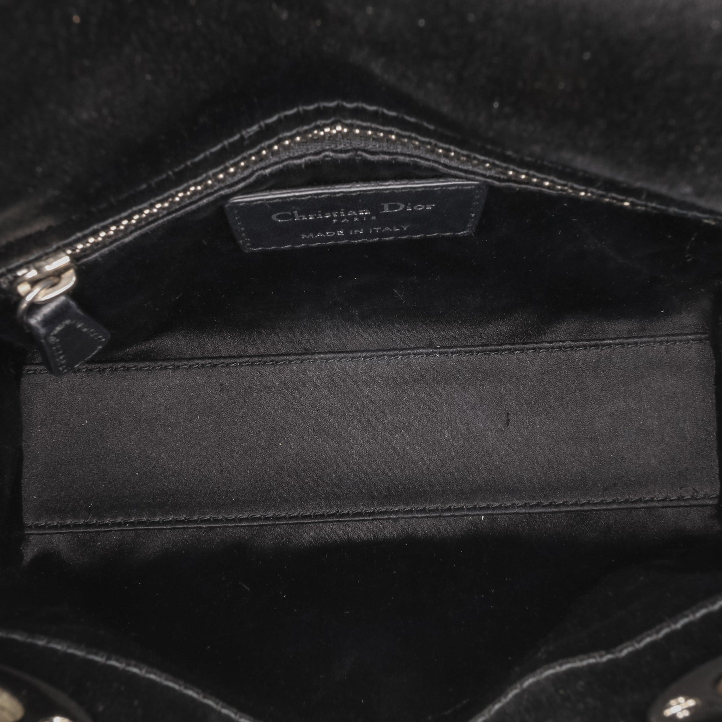 Dior Mini Satin Cannage Strass Crystal Embellished Lady Dior Black