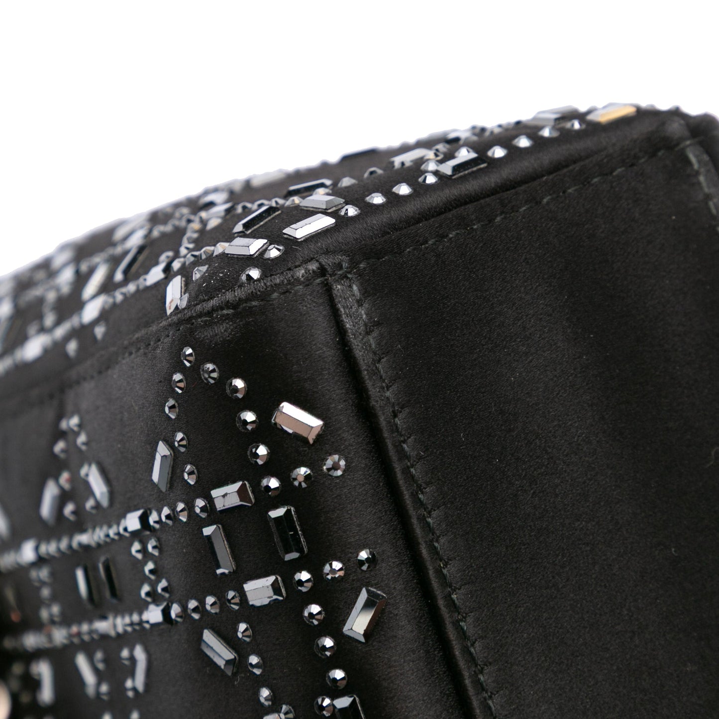 Dior Mini Satin Cannage Strass Crystal Embellished Lady Dior Black
