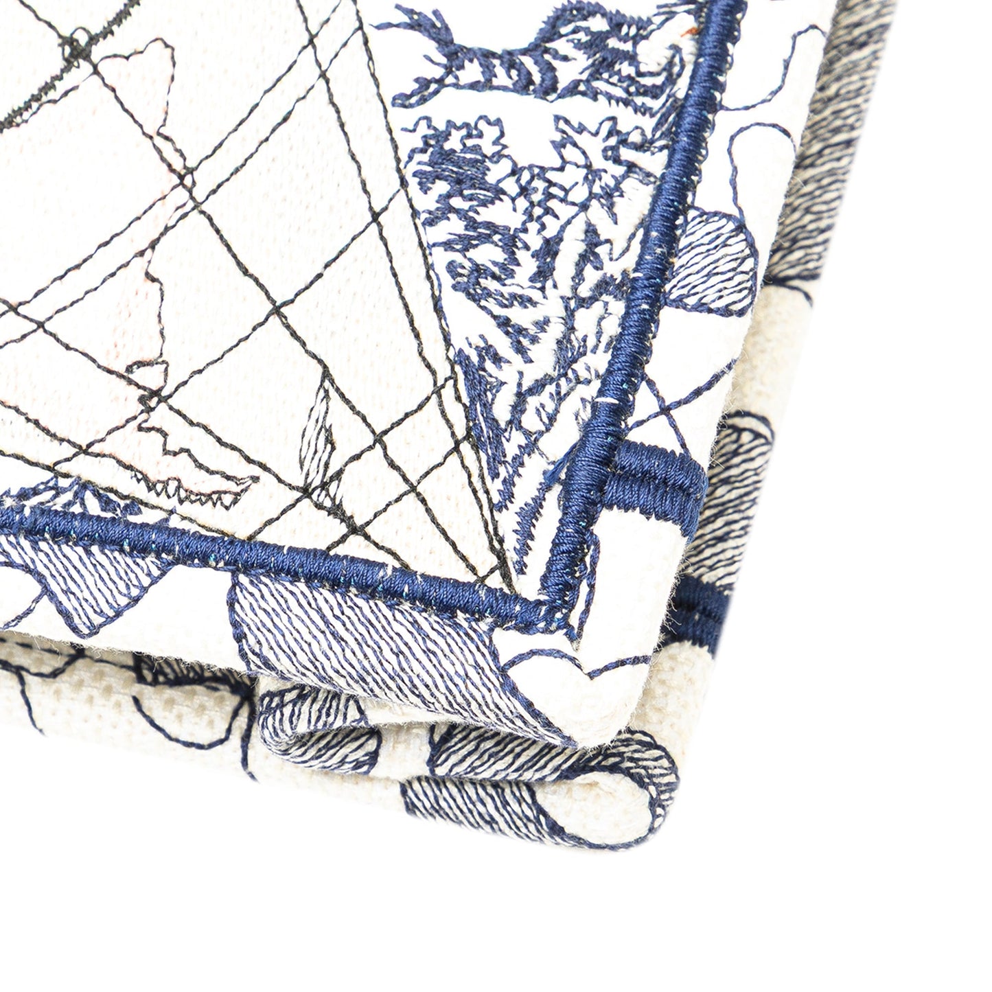 Dior Embroidered Canvas Around The World Vertical Book Tote Blue