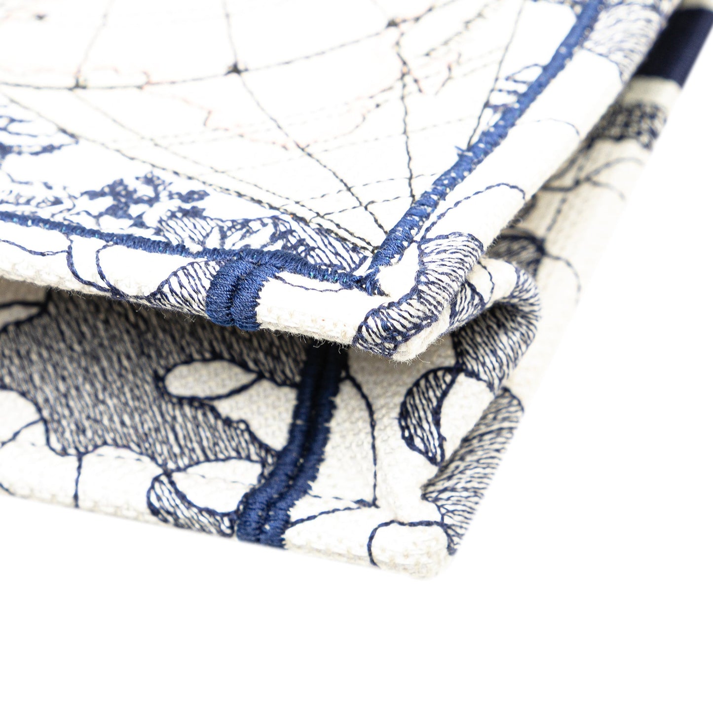 Dior Embroidered Canvas Around The World Vertical Book Tote Blue