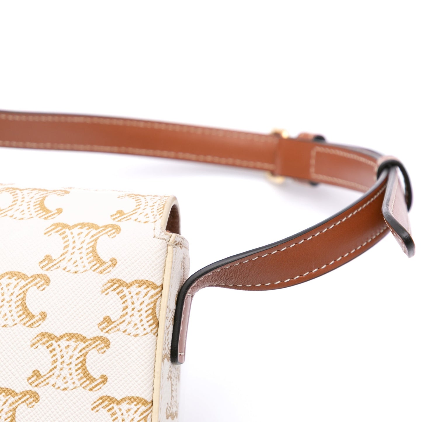 Celine Triomphe Coated Canvas Claude Shoulder Bag White