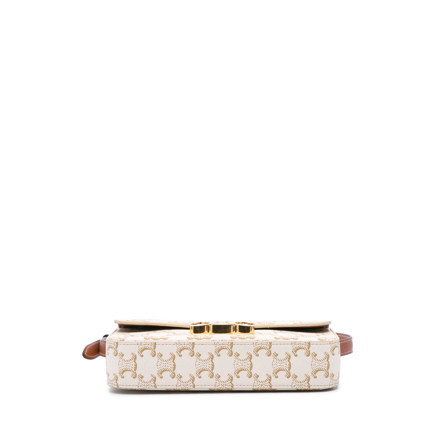 Celine Triomphe Coated Canvas Claude Shoulder Bag White