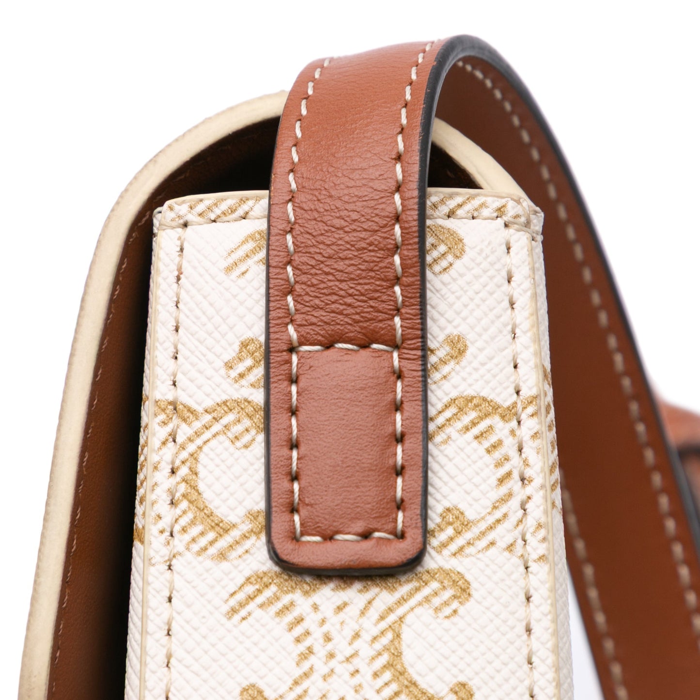 Celine Triomphe Coated Canvas Claude Shoulder Bag White