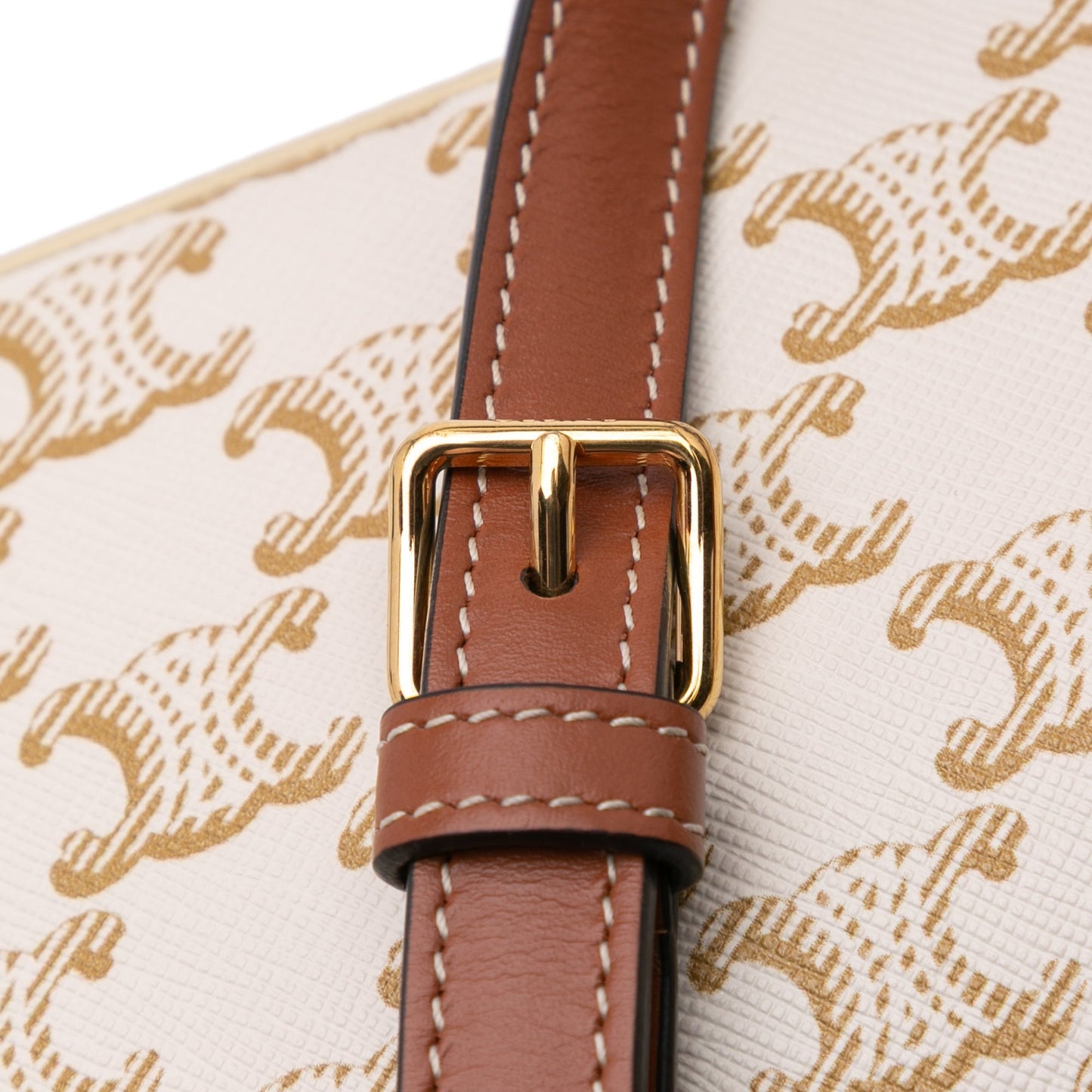 Celine Triomphe Coated Canvas Claude Shoulder Bag White