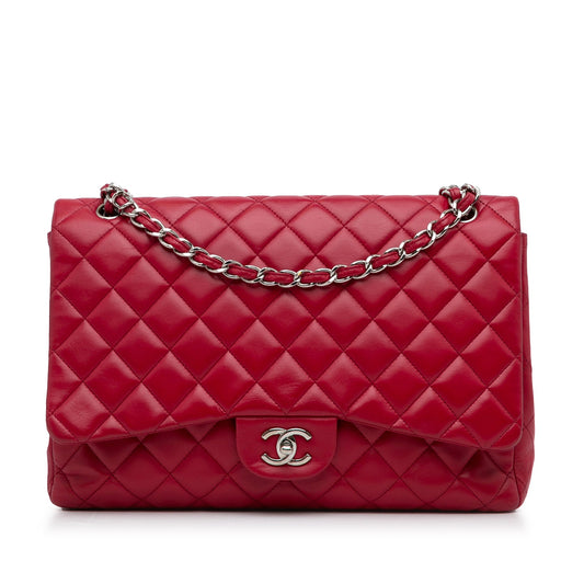Chanel Maxi Classic Lambskin Single Flap Red