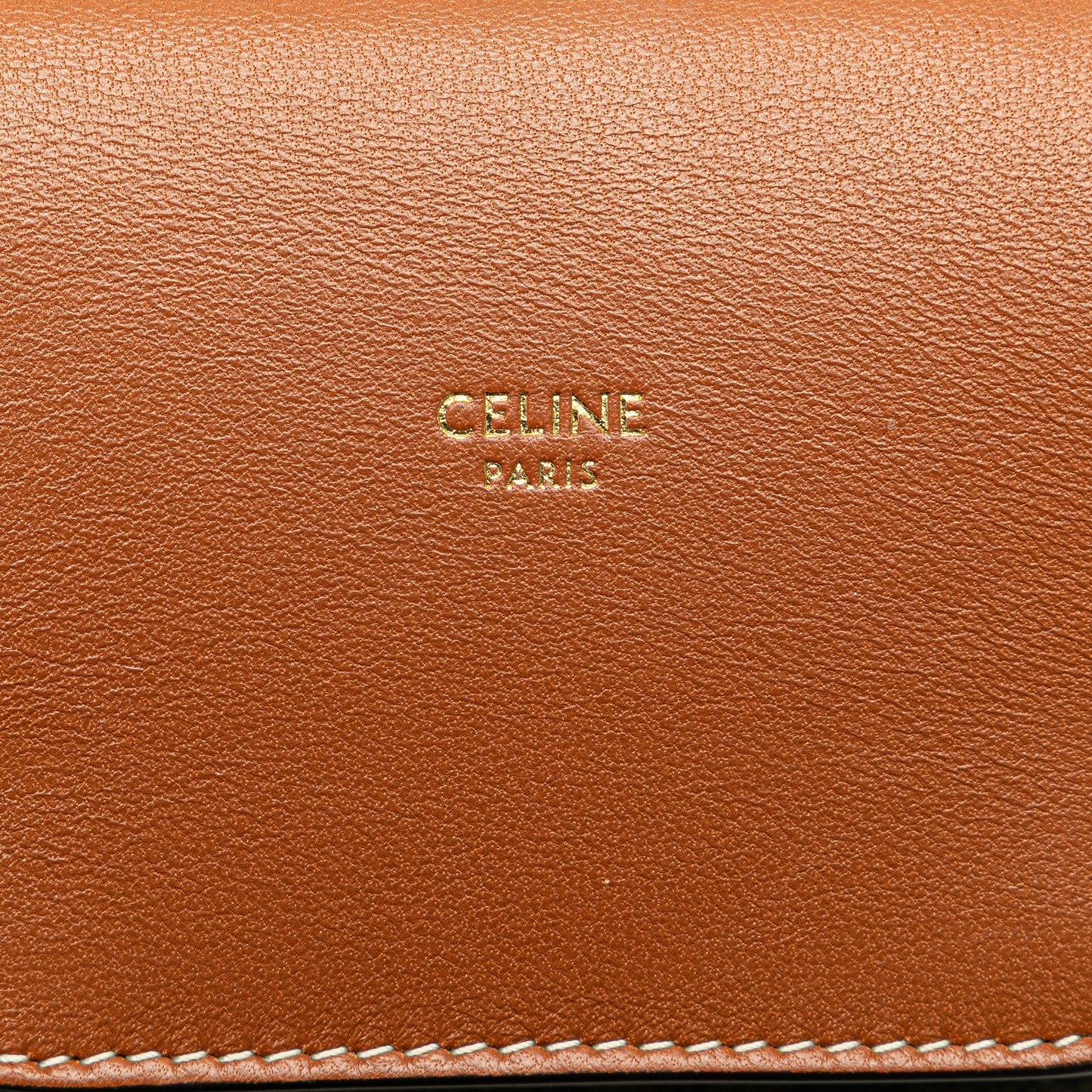 Celine Triomphe Coated Canvas and Lambskin Phone Pouch with Flap Brown