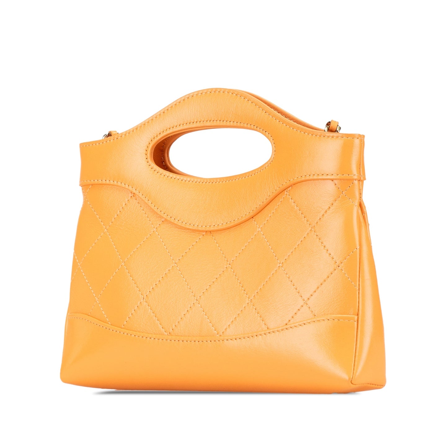 Chanel Nano Shiny Crumpled Calfskin 31 Shopping Bag Orange