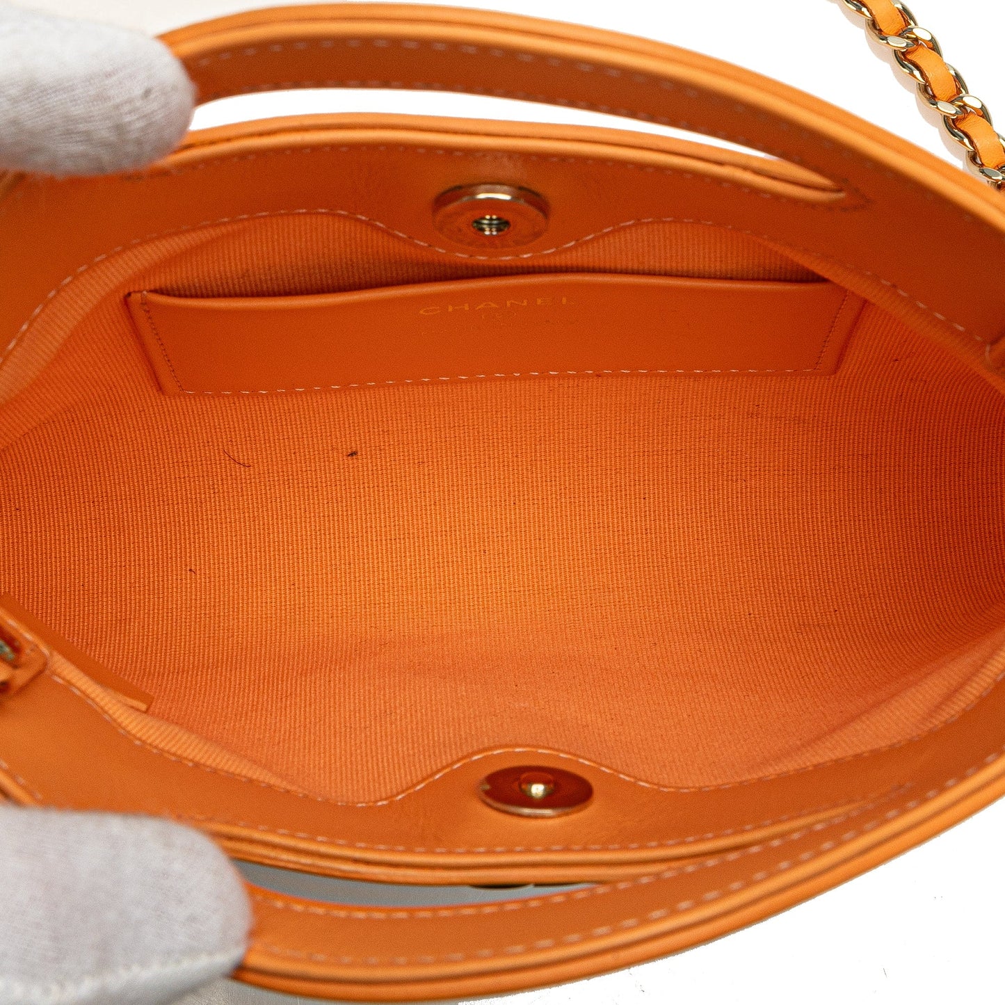 Chanel Nano Shiny Crumpled Calfskin 31 Shopping Bag Orange