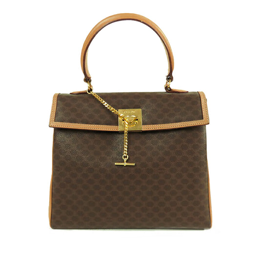 Celine Macadam Coated Canvas Top Handle Bag Brown