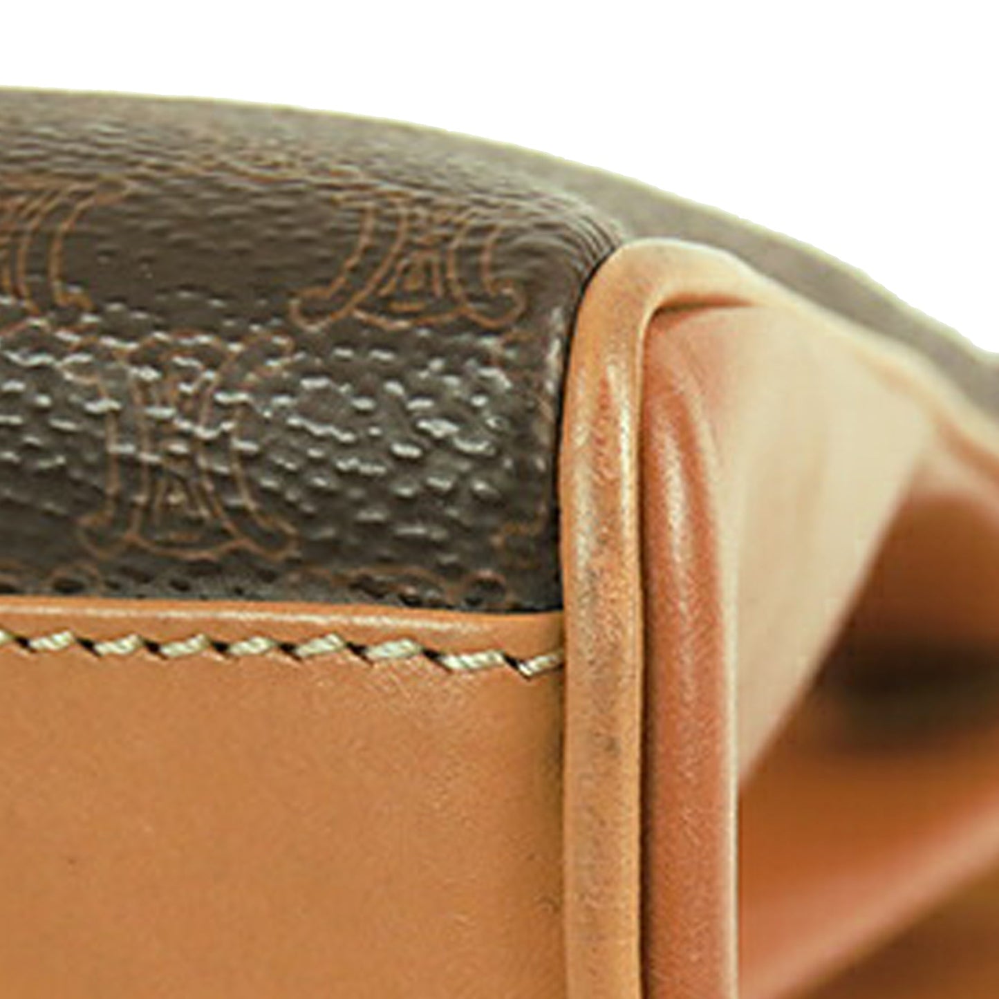 Celine Macadam Coated Canvas Top Handle Bag Brown
